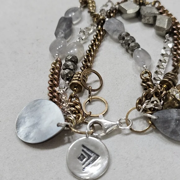 Silpada 925 Silver and Brass Gemstone and Glass Bead Bracelet - Picture 4 of 15